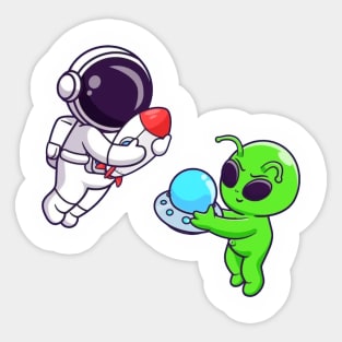 Astronaut and alien Sticker